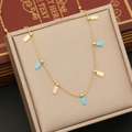 Collier chic doré avec pendentifs étoile lune et émail bleu sur une boîte à bijoux - Style Pendentif Rectangulaire Turquoise (4#)