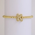 18k gold plated beaded elastic bracelet with a sparkling micro-pave letter K charm - Letter K