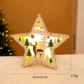 Houten ster-kerstdecoratie met hert- en bosgravures, hoogte van 31 cm - Grote Ster-Rendier