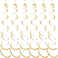 Set of 6 gold spiral ceiling hanging decorations for weddings and birthday parties - Double Spiral / Gold