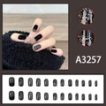 Korte vierkante zwarte glitter plaknagels set van 24 stuks voor een luxe uitstraling - Zwart Glanzend Glitterstijl (A3257-Lijmversie)