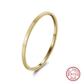 Close-up of minimalist gold S925 sterling silver thin ring with internal hallmark stamp - US 5 / 1.0MM Width/0.44g / 14K Gold Plated