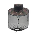 Outdoor mosquito protective sun hat featuring digital camouflage print and fine mesh veil - M (56-58cm) / Red Green Camouflage