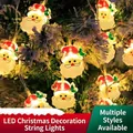 LED Weihnachts-Lichterkette mit Weihnachtsmann-Figuren für festliche Dekorationen - Beliebige 3 Stile gemischt / Batteriebetrieben: 2m 10LED [Dauerlicht]