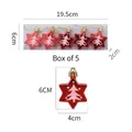 Set di 5 ornamenti natalizi a stella rossi con motivi di alberi bianchi in scatola - Stella Esagonale Dipinta Galvanizzata / Rosso