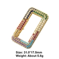 Rectangular copper connector with multi-color zircon stones in golden finish for DIY jewelry - Style 62: Copper Micro-set Zircon Connecting Clasp