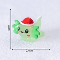 Miniature green Christmas axolotl figurine with red hat for DIY holiday decor, 1.8x2.4cm - Green