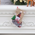 Burlap Christmas stocking with 3D snowman doll and snowflake pattern for gift storage - Burlap Stocking [Medium Style B] Snowman