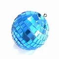 Hanging blue disco mirror ball with metallic loop for wedding and party decorations - 3cm / Lake Blue