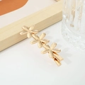 Elegant gold flower hair clip with three delicate blossoms for women's hairstyles - No. 01 Duckbill Clip (Triple Flower)