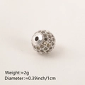 Silver-plated copper spacer bead with cubic zirconia stones, 1cm diameter and 2g weight - 10MM Brown Zirconia Platinum Plated