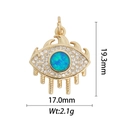 Evil eye pearl pendant charm detail with 19.3mm height and 17.0mm width measurements - DZ-1390 Eye with Eyelashes Blue Opal