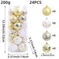 Lot de 24 boules de Noël peintes en or et blanc de 6 cm dans un emballage cylindrique - 24 Pièces/Diamètre 6cm / Style Jaune