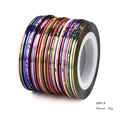 30er Set selbstklebende Nagel-Zierstreifen mit holografischem Metallic-Effekt - 30 Farben Multi-Color Set