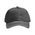 Classic vintage washed black cotton baseball cap with six-panel structure and curved brim - Dark Green
