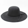 Elegant black wide brim wool felt fedora with ribbon bow accent for women fashion - One Size(58cm) / Dark Gray