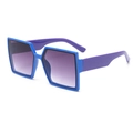 Retro square kids sunglasses with blue frame, purple temples and gradient lenses - Blue Frame Purple Feet