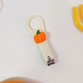 Cute student nail clipper with orange pumpkin design and stainless steel blade - White Pumpkin