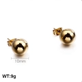 Polished 10mm golden ball stud earrings in stainless steel with a mirror finish - 10mm / Gold