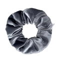 Elastic gray velvet scrunchie featuring a soft ribbed texture and side storage zipper - Gray