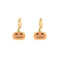 Orecchini a cerchio dorati a forma di zucca di Halloween con smalto arancio e nero - Orecchini a Cerchio a Forma di Zucca 3# (N1410)
