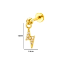 Gouden roestvrijstalen bliksemschicht piercing met CZ steentjes, 1,0 cm x 0,4 cm - Bliksem Stijl (2639-8) / 1.2x8mm / Goud