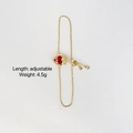 Verstelbare gouden armband met rode hartbedel en micro-ingelegde zirkonia details - Vlam Heilig Hart Stijl (B040) / Goud
