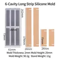 6-cavity rectangular resin mold set with wooden support frame and 2mm thickness specs - 6-Cavity Rectangular Resin Mold with Frame / Translucent White
