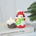 Christmas snowman candle holder with a red hat and green scarf for holiday table decor - New Style Snowman