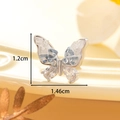 Orecchino a farfalla in argento con cristallo e misure di 1,2 cm x 1,46 cm - Farfalla Blu / Blu Pezzo Singolo (A400-1#)