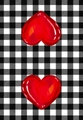 Strofinacci da cucina a forma di cuore rosso su motivo vichy bianco e nero - Cuori Rossi e Scacchi B&N (MB1-1)