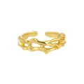 Minimalist open gold ring featuring an irregular organic lava texture and hollow design - Adjustable Open / 18K Gold (HJZ3078)