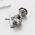 Detailed macro view of vintage silver eagle claw stud earring with a round clear zircon - Dragon Claw Style (S28)