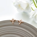 Elegant 18k gold plated cross star earrings featuring sparkling white zircon stones - Cross Starburst Pave / Gold