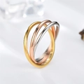 Interlocked trinity ring in gold, rose gold and silver polished stainless steel - US 7 / Tri-color Set