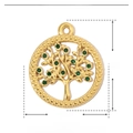 Detaillierte Parameteransicht des 20 mm goldenen Lebensbaum-Anhängers mit Strasssteinen - Gold Lebensbaum - Mit Grünem Strass (YE598-2)