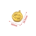 Goldener Sternzeichen-Anhänger Fische aus Edelstahl mit Reliefdekor und 16mm Durchmesser - Fische