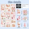 Tabla de tallas de 9 pegatinas de pared navideñas con muñecos de nieve y Papá Noel - Juego de Temática Navideña Rosa Pastel (9 Hojas) (QC3251)