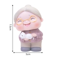 Cartoon grandmother figure with white cat and purple outfit, 7.5cm cake topper decoration - Vinyl Old Lady with Cat