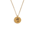 Gold stainless steel necklace featuring a minimalist round pendant with floral engraving - July