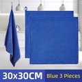 Blue microfiber cleaning towels 3-pack, 30x30cm absorbent cloths with hanging loops - Blue 30x30CM Thickened (3 PCS)