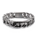 Retro stainless steel men's bracelet with tiger relief and ancient silver finish - Tiger Relief Antique Silver (KB152904-KJX)