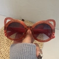 Occhiali da sole per bambini con montatura arancione glitterata a orecchie di gatto - Montatura Rossa Lenti Grigie