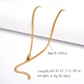 3mm gold snake bone chain necklace in stainless steel with 45+5cm length extension - 3.0mm 1:1 Curb Chain - Gold