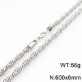 Collier chaîne torsadée en acier titane argenté 600x6mm avec un fermoir mousqueton - Chaîne Corde Argentée (KN293358-ZJZL)