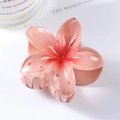 Detail of pink translucent resin flower hair claw clip with smooth jelly finish texture - Dark Red 7cm