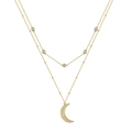 Collana doppia boho dorata con ciondolo a luna e zirconi bianchi brillanti incastonati - Luna Pavé a doppio strato / Oro