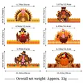 Set of 6 Thanksgiving Turkey Paper Crown Hats with Thanks slogan for harvest party decor - Turkey Owl Pumpkin Style (GE033) / Thanksgiving Crown Hat Style A