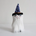 Mostro di peluche bianco con cappello da strega di paillette per decorazione Halloween - 26x8x6cm / Bianco