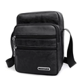 Borsa a tracolla verticale nera da uomo in ecopelle con scomparti multipli con zip - Nero